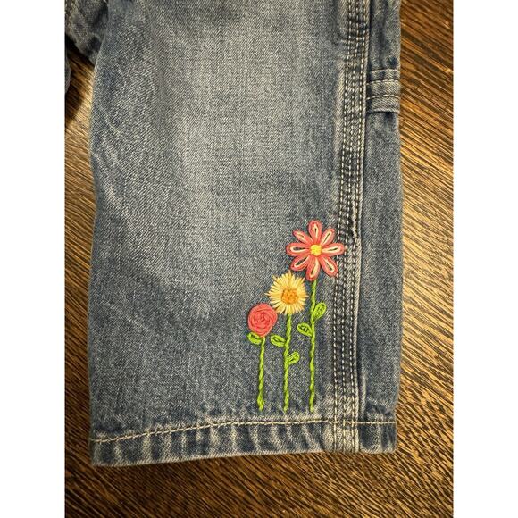 Upcycled Sustainable OshKosh B’Gosh Overalls Baby 6mo Denim Blue Jean Embroidery - Picture 4 of 9